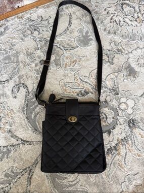 Eddie Bauer Quilted Black Crossbody with Turn-Lock